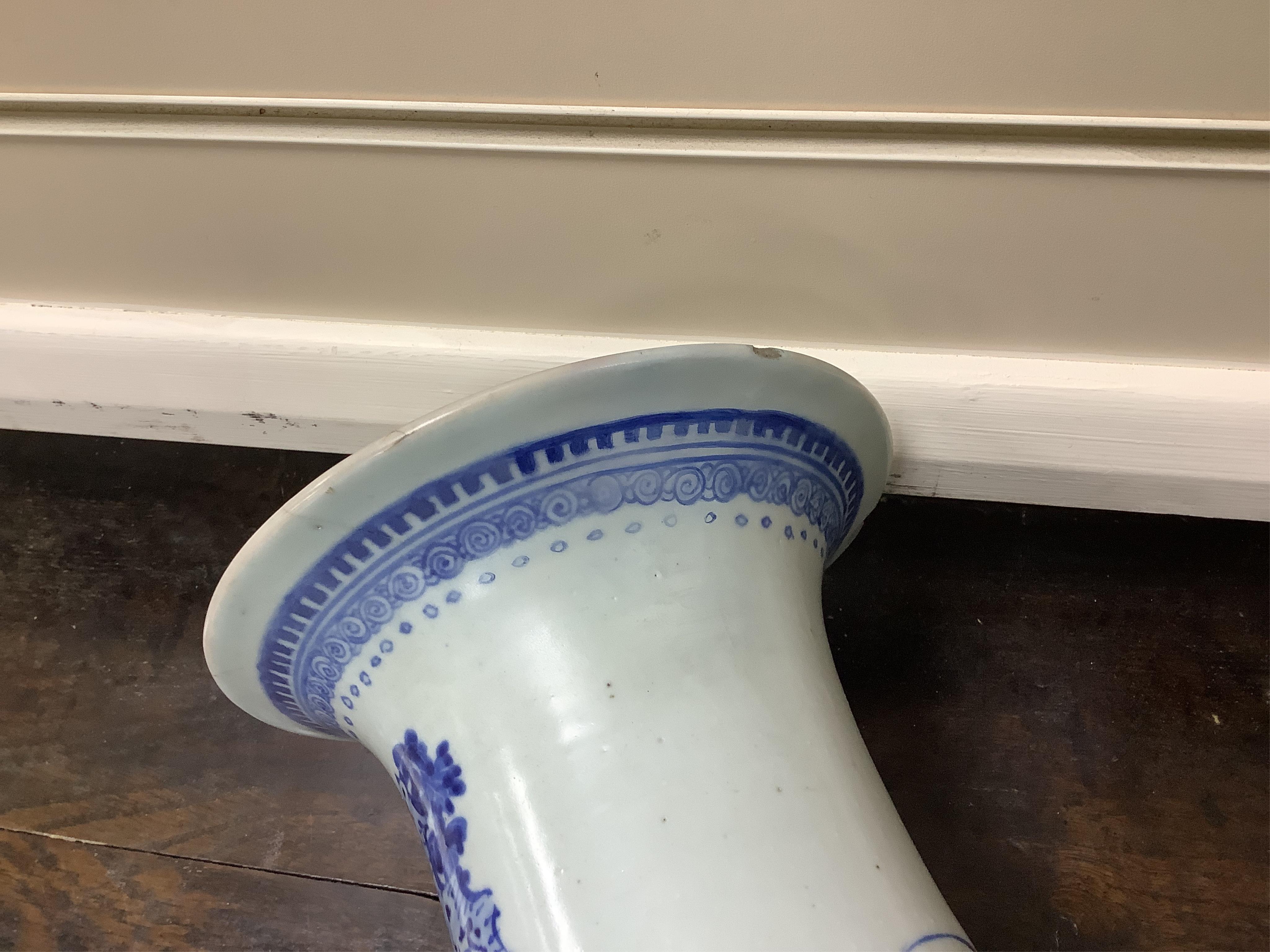 A late 19th century Chinese blue and white ‘Hundred Birds’ baluster vase, 44cm high